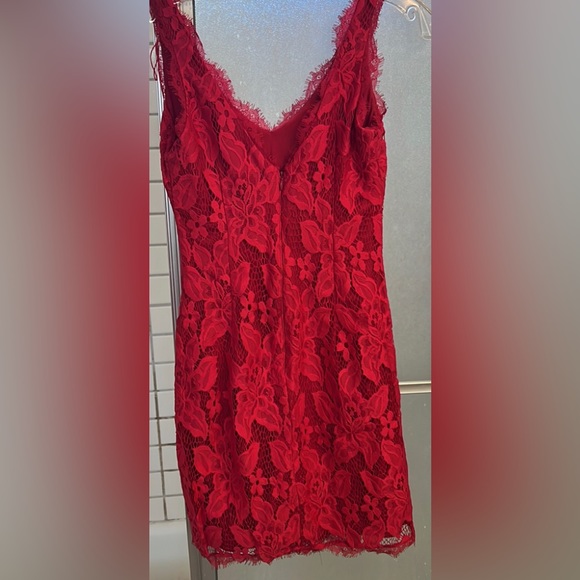Adrianna Papell red lace cocktail dress - Picture 2 of 4
